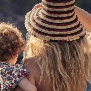 Doen | Accessories | Doen Vigneto Sun Hat In Raffia Stripe  display picture 3